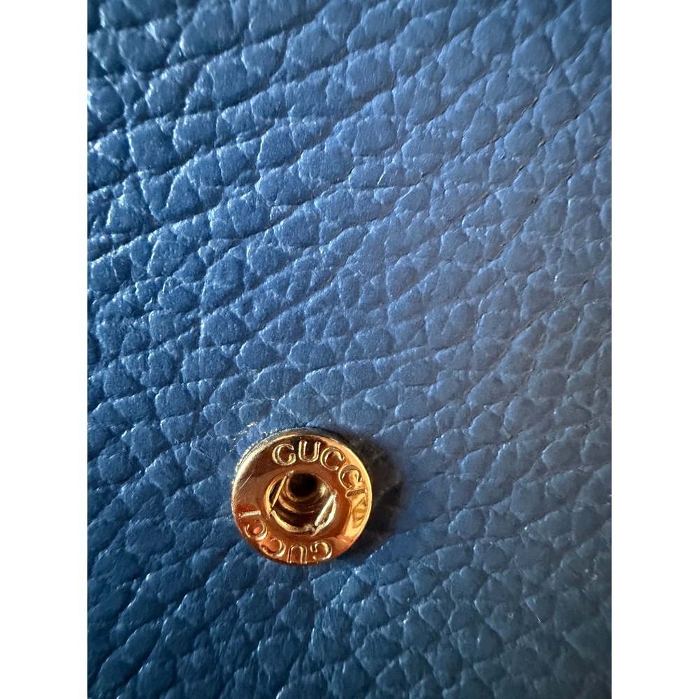 Gucci Interlocking G Continental Wallet Blue Pebbled Calfskin Gold Hardware - Picture 13 of 14